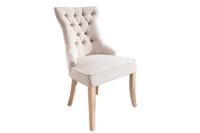 Stoel CASTLE met comfortabele handgreep linnenbeige in landelijke stijl - 40467