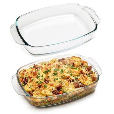 Cosy & Trendy Ovenschaal - 2x - 33 x 21 cm - van glas - braadslede - 2.3 liter