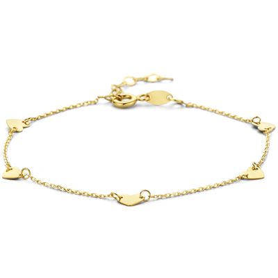 Armband Hartjes geelgoud 4,5 mm 16,5 - 18,5 cm