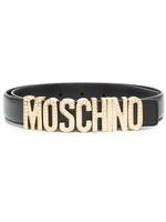 Moschino ceinture en cuir à ornements en cristal - Noir - thumbnail