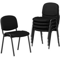 Set van 5 Stapelbare Wachtkamerstoelen Voor Ontvangst met Watervalzitting Zwart