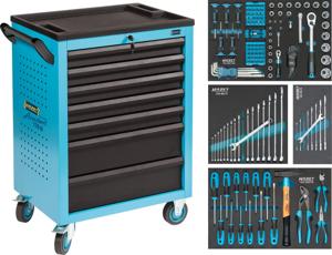 HAZET Gereedschapwagen - Assistent 178N - assortiment 178N-7/147 - 147-delig - Laden, ondiep: 5× 80 x 527 x 348 mm - Laden, diep: 2× 165 x 527 x 348