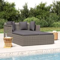Ligbed met kussens 182x118x63 cm poly rattan grijs