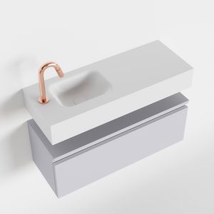 Toiletmeubel Mondiaz Andor | 80 cm | Meubelkleur Cale | Lex vrijhangend wastafel Talc Links | 1 kraangat