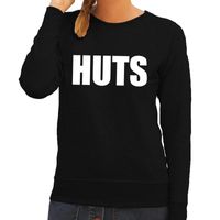 HUTS tekst sweater zwart voor dames - thumbnail