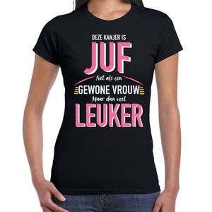 Juf / gewone vrouw fun kado shirt zwart voor dames 2XL  -