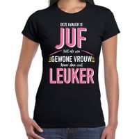 Juf / gewone vrouw fun kado shirt zwart voor dames 2XL  -