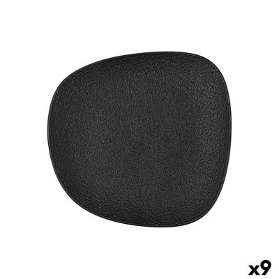 Eetbord Bidasoa Fosil Zwart Keramisch Vierkant 21,1 x 20,3 x 2,3 cm (9 Stuks)