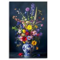 Reinders - Delft Blue Field Bouquet - Glasschilderij 78x116cm