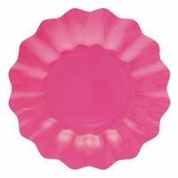 Feestbordjes met schulprand - 8x - fuchsia roze - rond - karton - 27cm