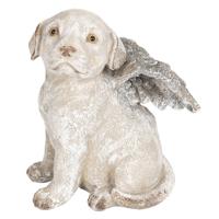 Clayre & Eef Beeld Hond 16x13x20 cm Grijs Polyresin Woonaccessoires Grijs Woonaccessoires - thumbnail