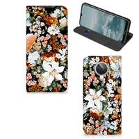 Smart Cover voor Nokia G10 | G20 Dark Flowers - thumbnail