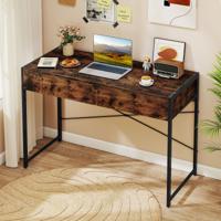 Computertisch met 2 Lades Compacte Bureau Werktafel Make-up Tafel Rustiek Bruin