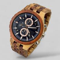 XXL Herenhorloge - TimberWood Blueline™ | Gekruist Zebra & Rood Sandelhout