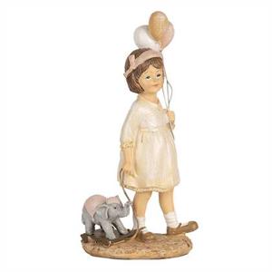 Clayre & Eef Beeld Meisje 18 cm Beige Polyresin