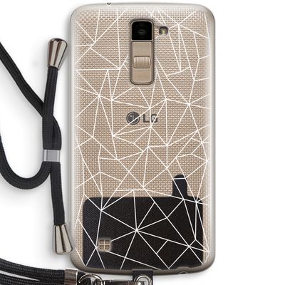 Geometrische lijnen wit: LG K10 (2016) Transparant Hoesje met koord