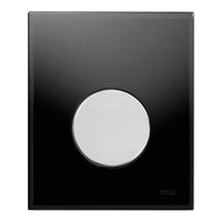 Urinoir Bedieningsplaat TECE Loop Glas Zwart 10,4x12,4 cm (met mat chromen toets) - thumbnail