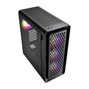 FSP Fortron CUT593A Midi-tower Gaming-behuizing Zwart 4 voorgeïnstalleerde LED-ventilators, Zijvenster, Stoffilter