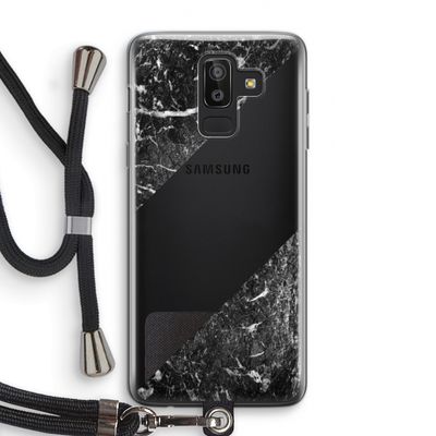 Zwart marmer: Samsung Galaxy J8 (2018) Transparant Hoesje met koord