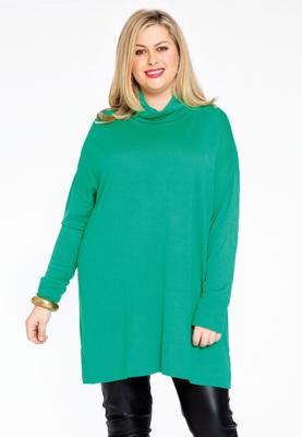 Yoek Pullover wijd met col | Groen | Maat 50/52