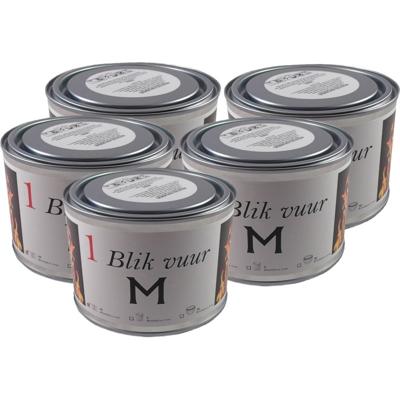 Blik vuur tuinfakkel - 5x - 11 x 7 cm - 4 branduren - verlichting in blik - tuinkaars