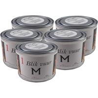 Blik vuur tuinfakkel - 5x - 11 x 7 cm - 4 branduren - verlichting in blik - tuinkaars