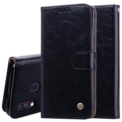 Business Style olie Wax textuur horizontale Flip lederen case voor Galaxy A40 met houder & card slots & portemonnee (zwart)