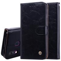 Business Style olie Wax textuur horizontale Flip lederen case voor Galaxy A40 met houder & card slots & portemonnee (zwart)