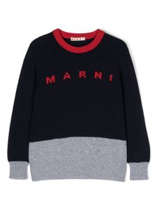 Marni Kids pull à logo intarsia - Bleu