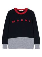 Marni Kids pull à logo intarsia - Bleu