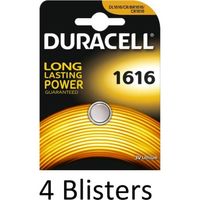 4 Stuks (4 Blisters a 1 st) Duracell Knoopcel Batterij 1616 Lithium - thumbnail