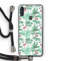 Flamingo bladeren: Samsung Galaxy A11 Transparant Hoesje met koord