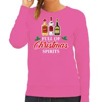 Foute kersttrui/sweater voor dames - drank humor - roze - Christmas spirits