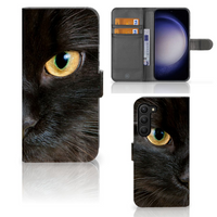 Samsung Galaxy S23 Plus Telefoonhoesje met Pasjes Zwarte Kat - thumbnail