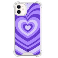 iPhone 11 siliconen shockproof hoesje - Hart swirl paars