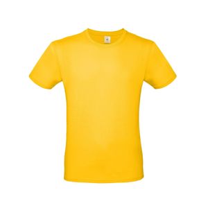 Set van 3x stuks geel basic t-shirt met ronde hals voor heren van katoen, maat: L (52)