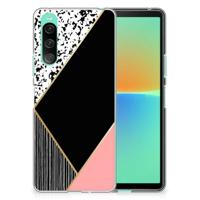 Sony Xperia 10 V | TPU Hoesje | Zwart Roze Vormen