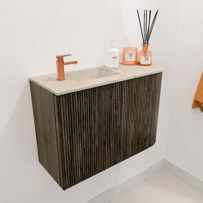 Toiletmeubel Mondiaz Joya Dlux | 61.6 cm | Meubelkleur Shadow | Faye wastafel Frappe Wasbak Links | 1 kraangat