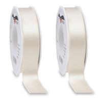 Cadeaulint/sierlint Satijn - 2x - 2.5 cm x 25 meter - beige - cadeaus inpakken - decoratie