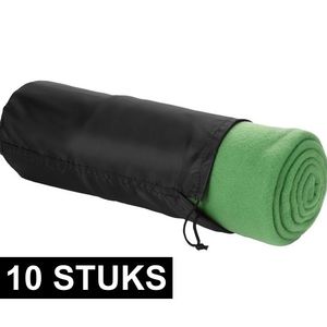 10x Fleece deken groen 150 x 120 cm