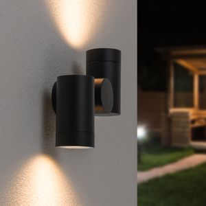 Silva wandlamp - Wandspot - Kantelbaar - 2 spotlights - 2700K warm wit - Plafondspot - IP65 waterdicht - Zwart voor binnen en buiten