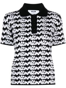 MSGM polo à logo en jacquard - Noir