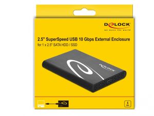 Delock 42610 externe behuizing voor 2,5 SATA HDD/SSD met SuperSpeed USB 10 Gbps (USB 3.1 Gen 2)