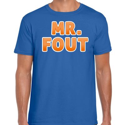 Verkleed t-shirt voor heren - Mr. Fout - blauw/oranje - carnaval Verkleed t-shirt voor heren - Mr. Fout - blauw/oranje - carnaval