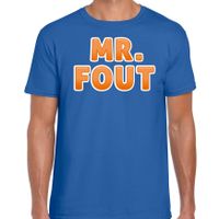 Verkleed t-shirt voor heren - Mr. Fout - blauw/oranje - carnaval