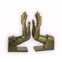 A PAIR OF CAST IRON HAND SHAPED BOOKENDS A PAIR OF CAST IRON HAND SHAPED BOOKENDS