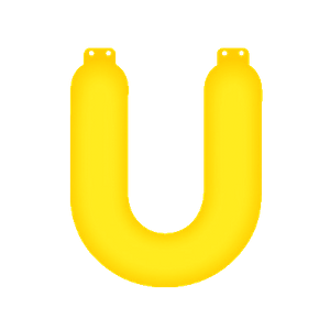Opblaasbare letter U geel   -
