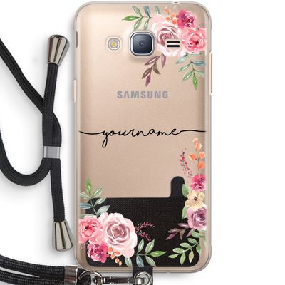 Rozen: Samsung Galaxy J3 (2016) Transparant Hoesje met koord