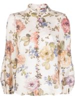 ZIMMERMANN blouse fleurie Luminosity à manches bouffantes - Tons neutres