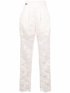 Philipp Plein pantalon droit en dentelle - Tons neutres